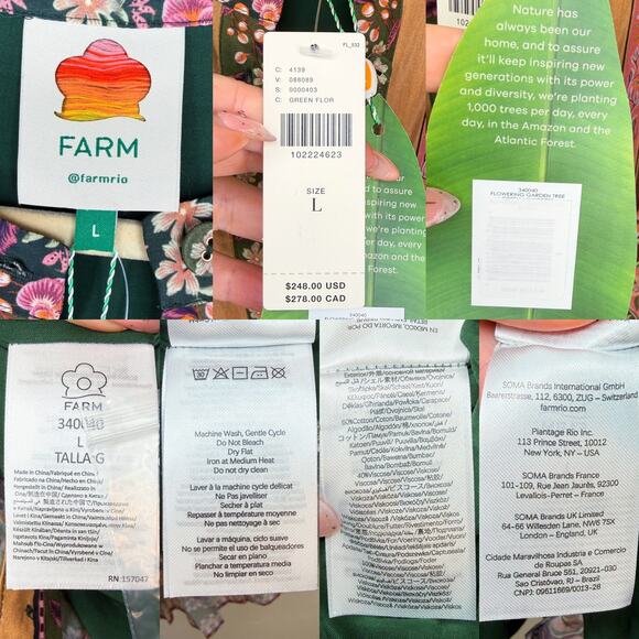 NWT Anthropologie Farm Rio Flowering Garden Tree Belted Puff Sleeve Mini Dress L - Picture 12 of 16